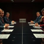 Imagem de reunião tensa entre Flamengo e Internacional.