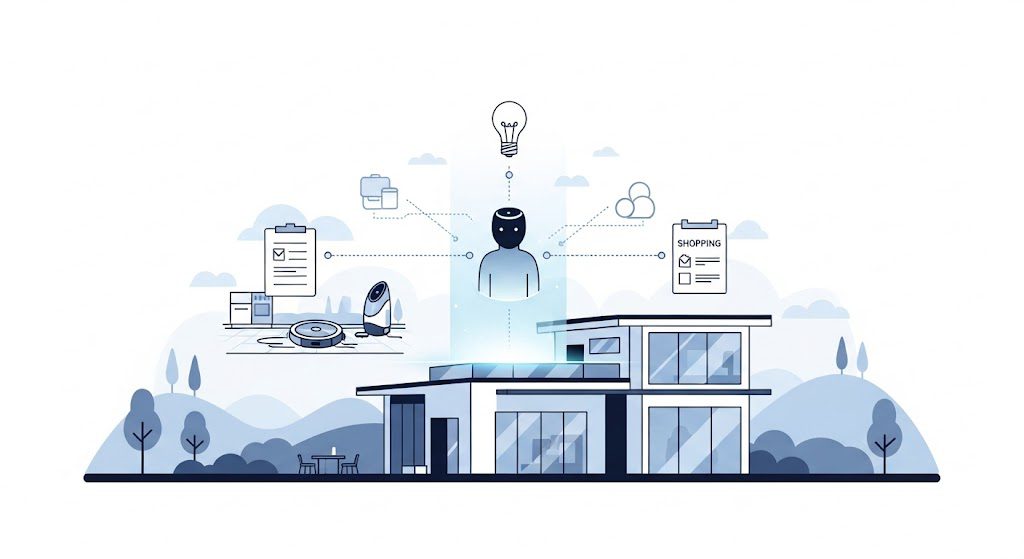 Assistente virtual centraliza o controle de tarefas domésticas. Imagem gerada com IA