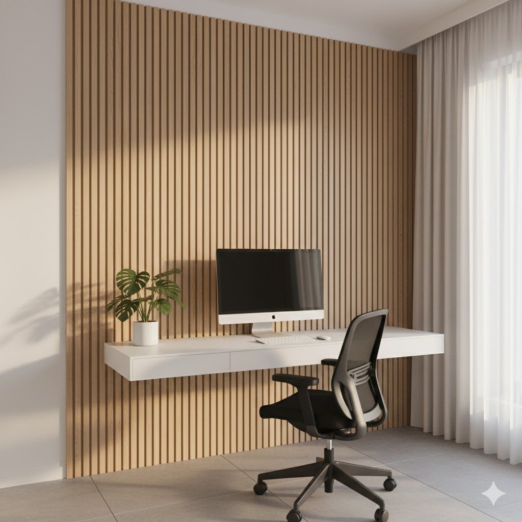 Revestimentos: painéis ripados e madeira natural dominam a estética acolhedora e contemporânea