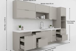 Cozinhas Modulares: guia de medidas padrão, materiais e planejamento