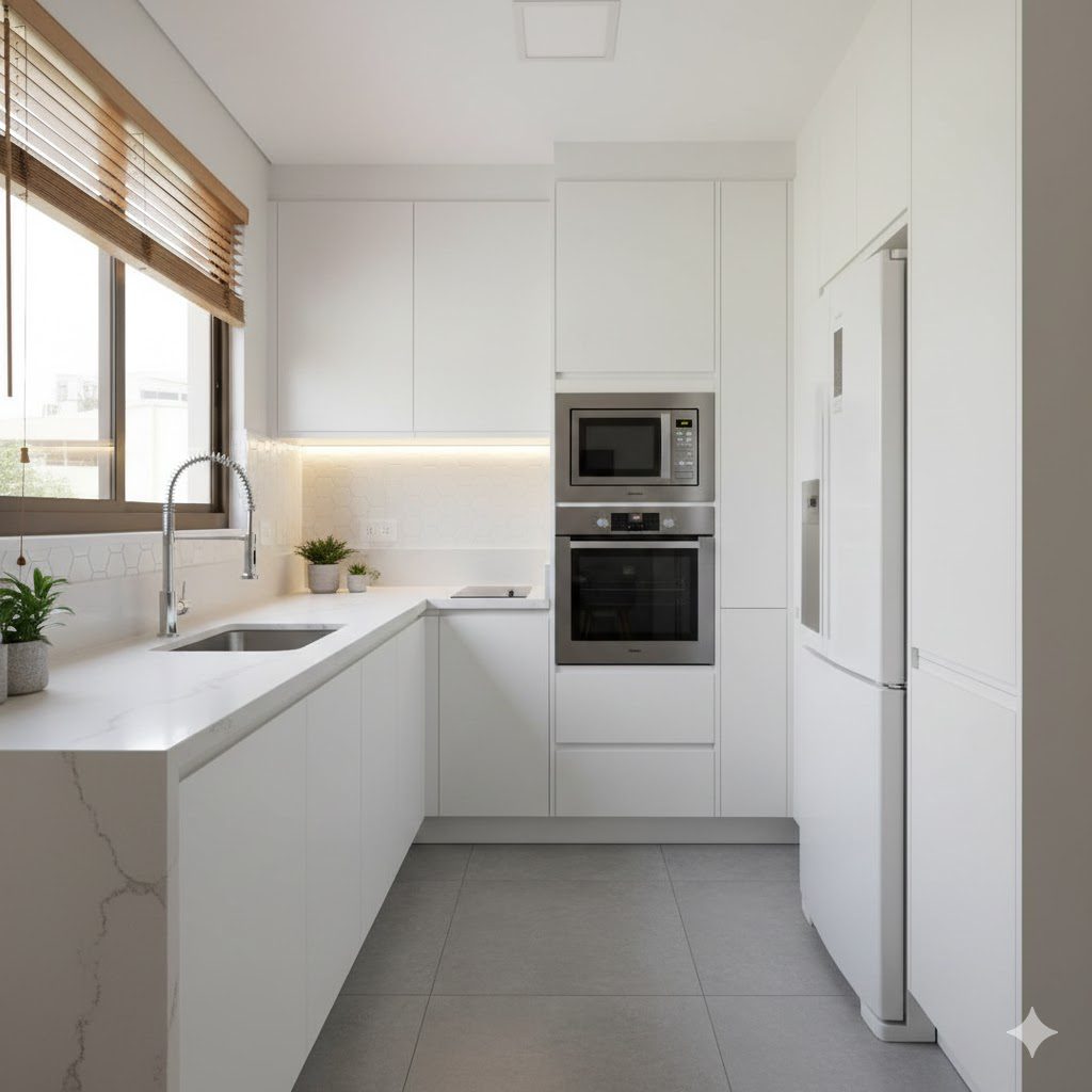 Cozinhas planejadas para apartamentos pequenos: soluções slim para máxima otimização