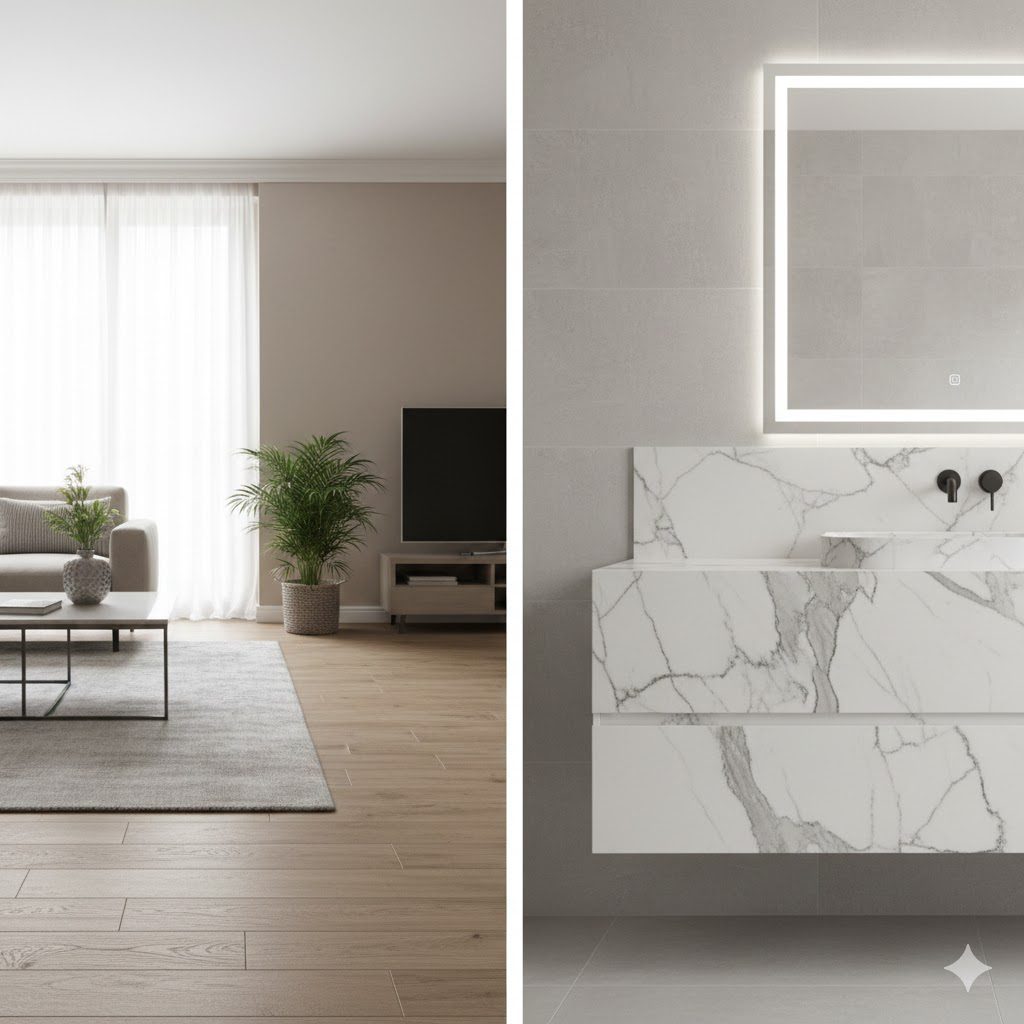 Guia de Revestimentos: porcelanato e cerâmica que imitam madeira e mármore