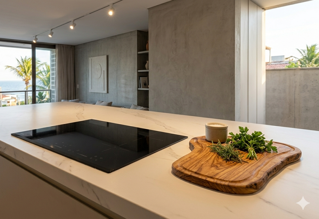 Bancadas Gourmet: Dekton, Quartzito ou Granito? Guia de Escolha Bancadas Gourmet: Dekton, Quartzito ou Granito? Guia de Escolha