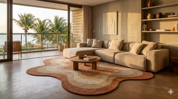 Tapetes como protagonistas: Como ancorar espaços minimalistas em 2026