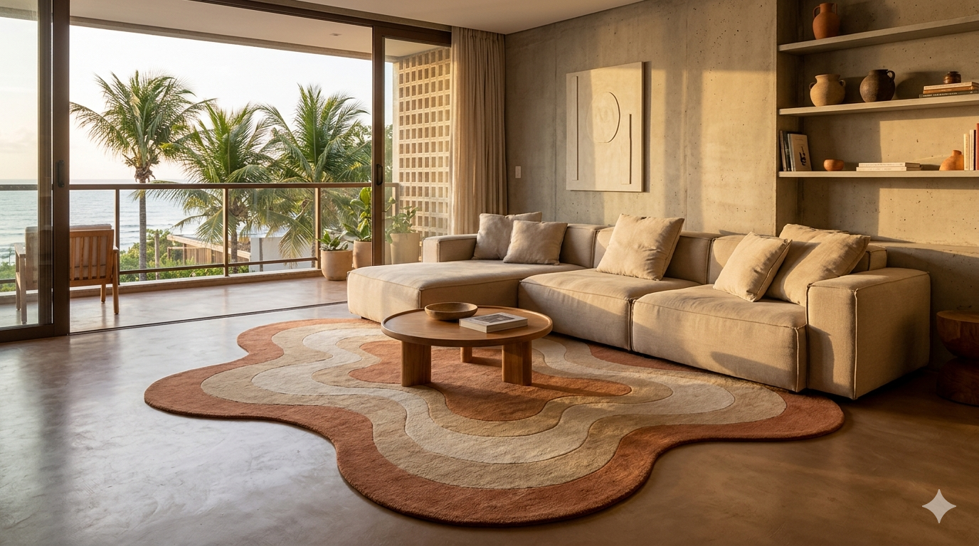 Tapetes como protagonistas: Como ancorar espaços minimalistas em 2026