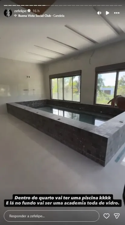Zé Felipe mostra nova mansão com piscina na suíte e academia panorâmica