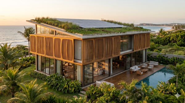 Luxo Regenerativo: Como a Arquitetura Bioclimática redefine as Mansões em 2026