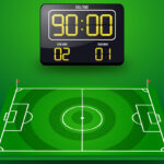 Representação grafica de um campo de futebol com o placar acima