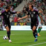 Sané e Kane comemoram gol do Bayern de Munique