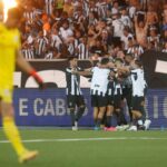Jogadores do Botafogo comemoram gol sobre o Internacional