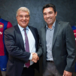 Joan Laporta, presidente do Barcelona, e Deco, novo diretor de futebol (Foto: Barcelona/Divulgação)