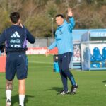 Scaloni durante o treino