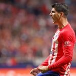 Morata comemorando gol marcado pelo Atlético de Madrid
