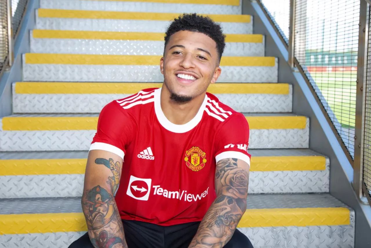 Sancho com a camisa do Manchester United
