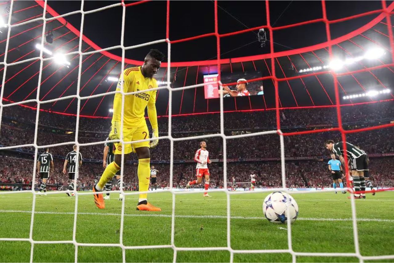 André Onana falhou na derrota do Manchester United para o Bayern de Munique (Foto: UEFA/Divulgação)