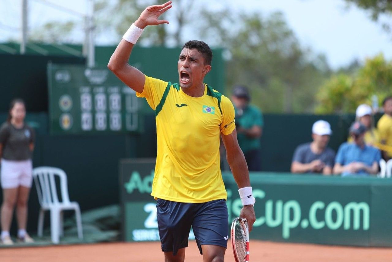 Thiago Monteiro conquistou maior feito da carreira na Copa Davis (Foto: Luiz Candido/CBT)
