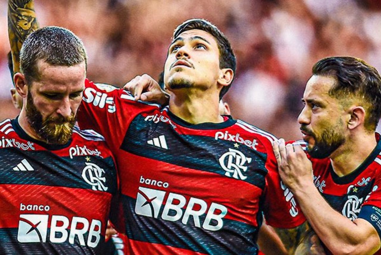 Pedro foi autor do gol de pênalti do Flamengo (Foto: Twitter/Reprodução)