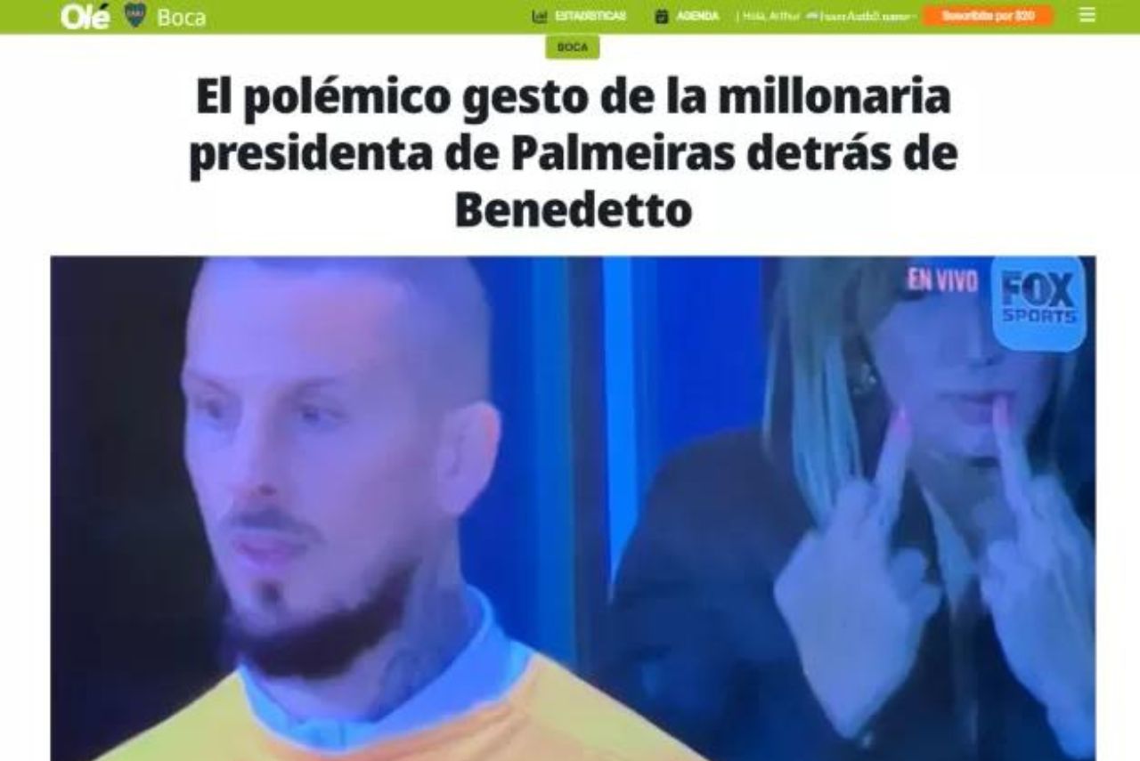 Presidente do Palmeiras foi confundida por jornal argentino (Foto: Diario Olé/Reprodução)