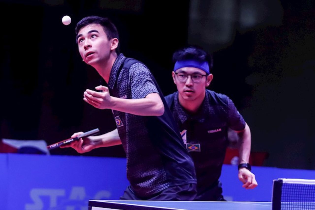 Vitor Ishiy e Eric Jouti fizeram parte do time brasileiro que conquistou o ouro no Pan-Americano de Tênis de Mesa (Foto: ITTF Americas/Divulgação)