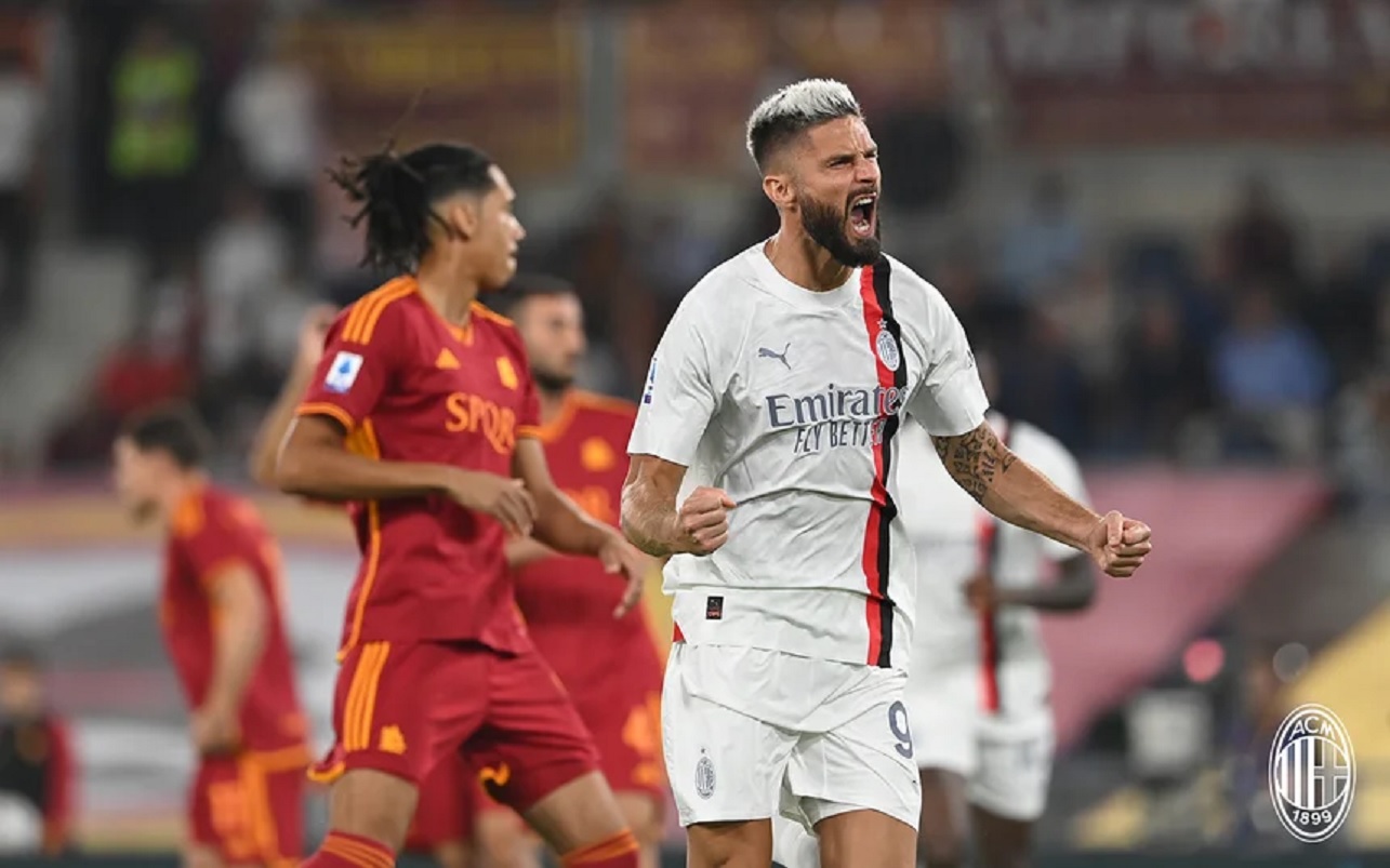 Milan vence Roma fora de casa e se mantém 100% no Italiano - giroud