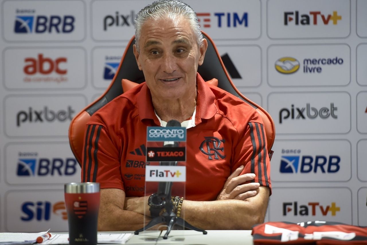 Tite durante apresentação oficial no Flamengo