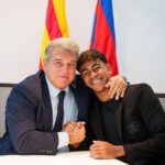 Presidente do Barcelona ao lado de Lamine Yamal
