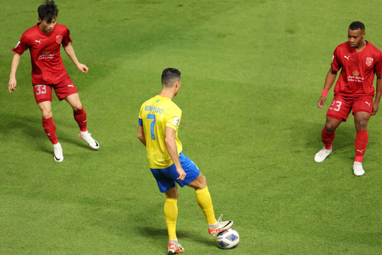 Cristiano Ronaldo marcou dois na vitória do Al-Nassr sobre o Al-Duhail (Foto: Al-Nassr/Divulgação)