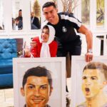 Cristiano Ronaldo encontrou a artista Fatemeh Hamami antes da partida contra o Persepolis (Foto: Al-Nassr/Divulgação)
