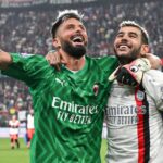 Giroud assumiu o gol após a expulsão de Maignan (Foto: AC Milan/Divulgaçao)