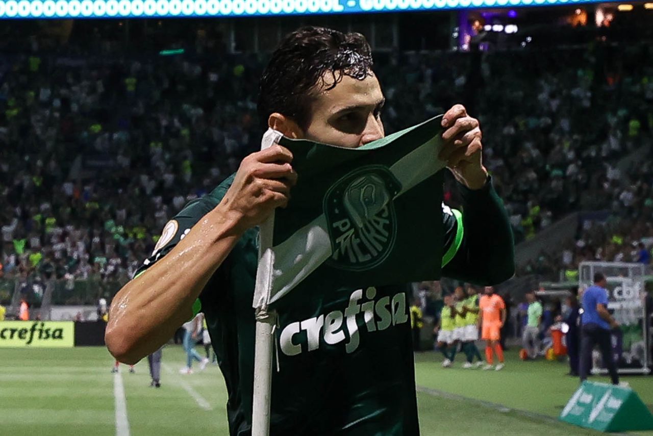 Raphael Veiga fez o gol da vitória do Palmeiras sobre o Bahia (Foto: X/Reprodução)