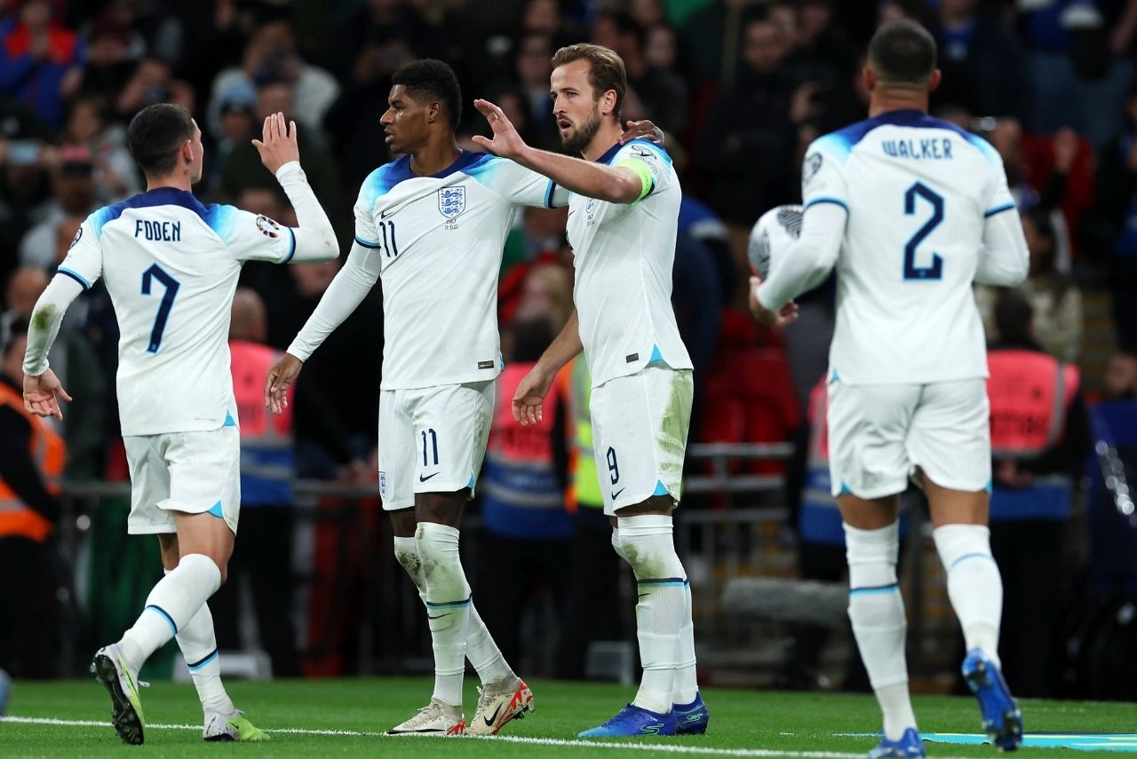 Rashford e Harry Kane marcaram na vitória da Inglaterra sobre a Itália (Foto: England/X)