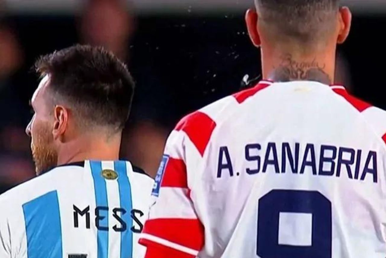 Lance em que Sanabria teria cuspido em Messi (Foto: TV Pública/Reprodução)
