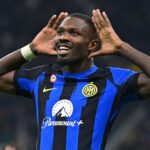 Thuram marcou o único gol da vitória da Inter de Milão sobre a Roma (Foto: Inter/X/Reprodução)