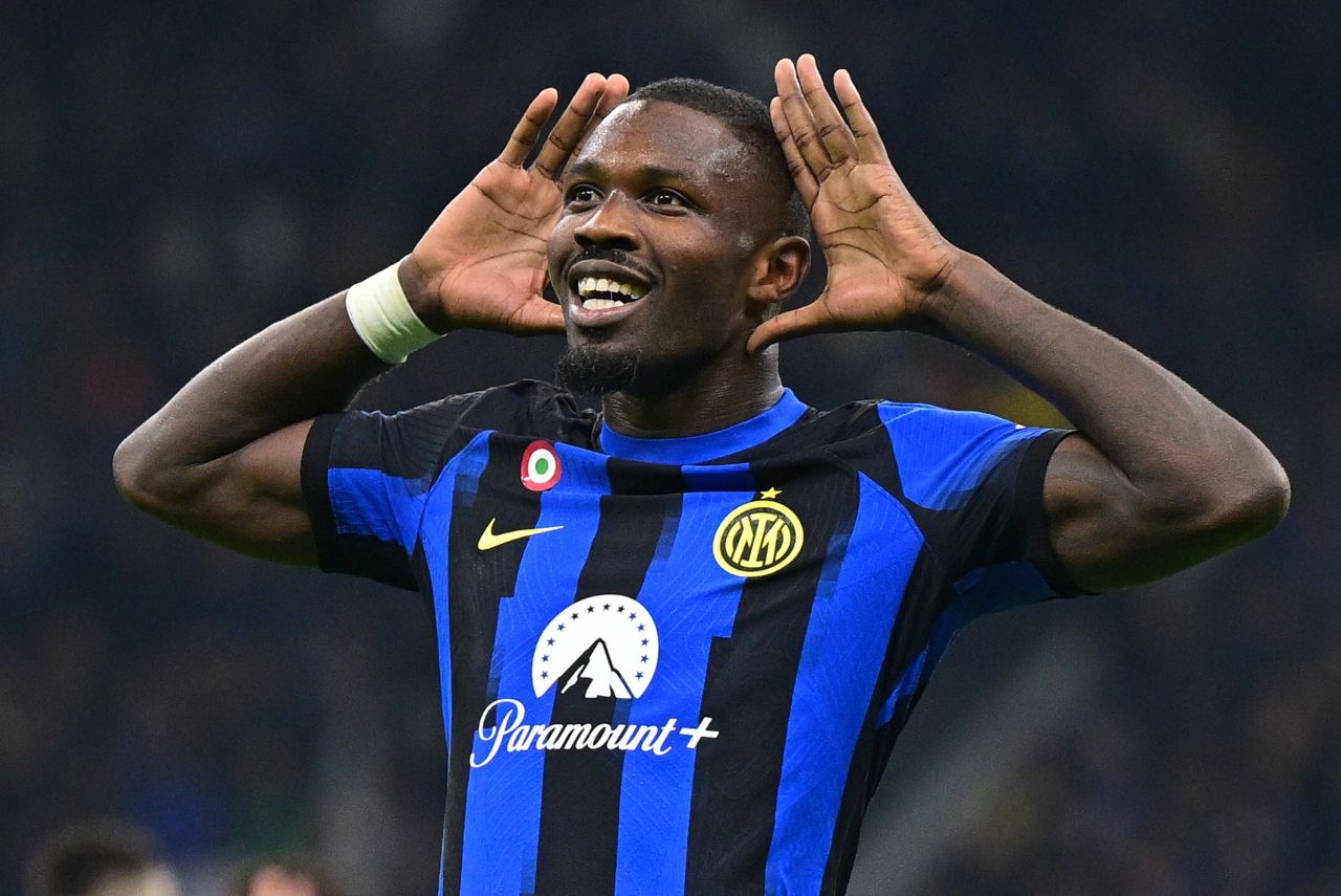 Thuram marcou o único gol da vitória da Inter de Milão sobre a Roma (Foto: Inter/X/Reprodução)