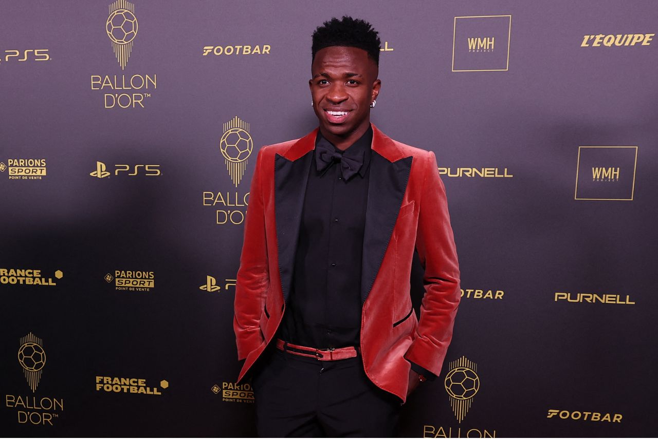 Vini Jr na premiação da Bola de Ouro 2023 (Foto: Franck Fife/AFP)