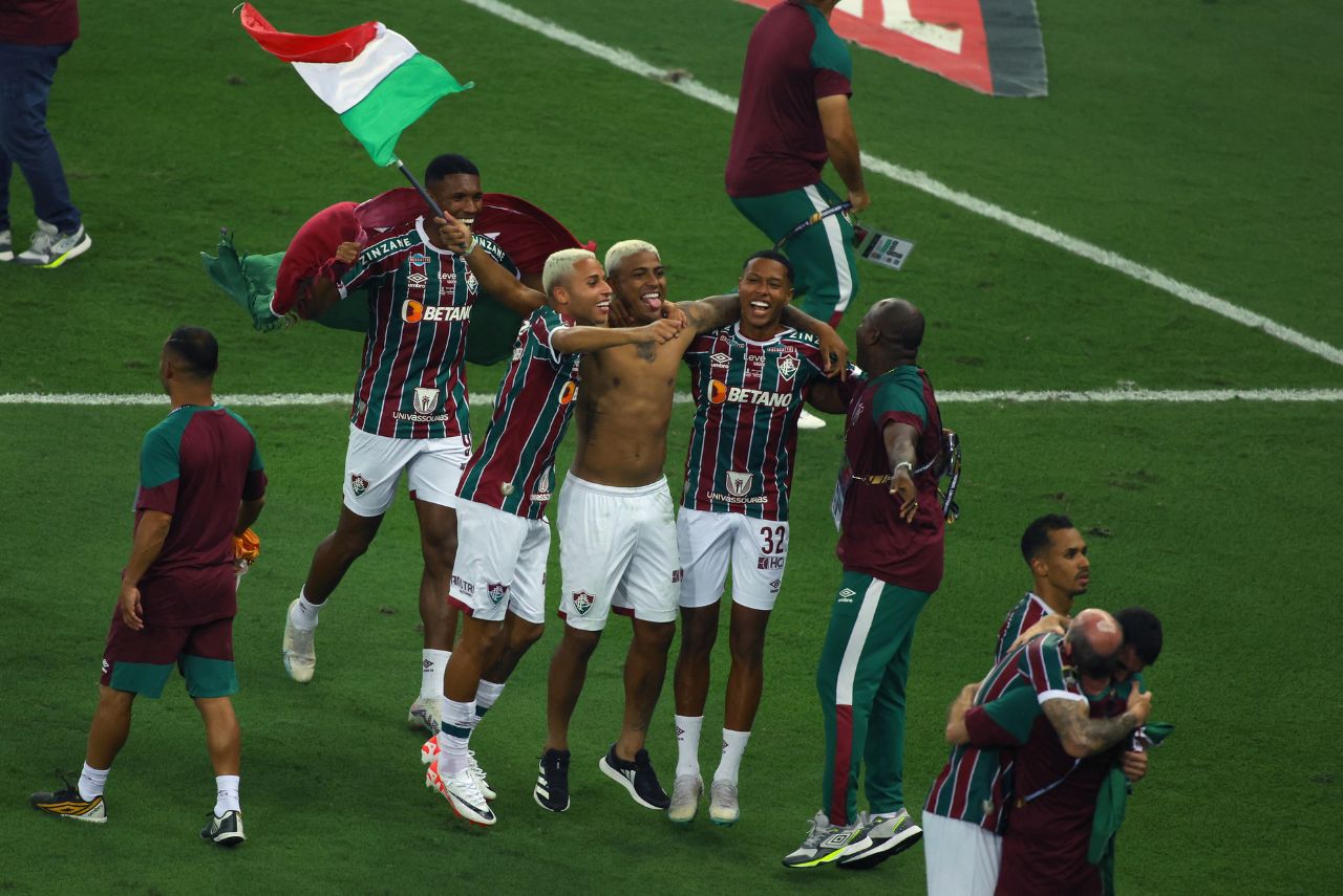 Jogadores do Fluminense comemoram o título da Libertadores