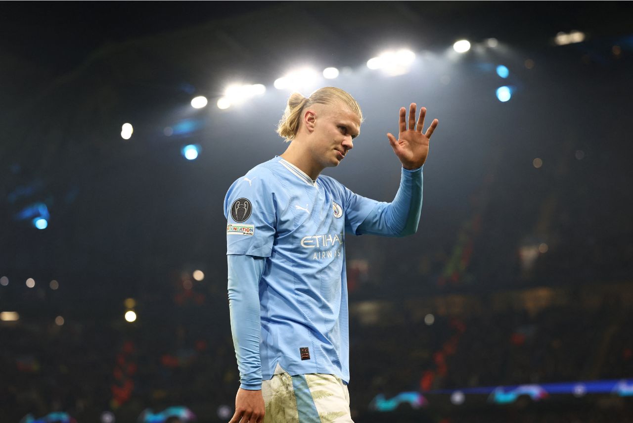 Haaland em campo pelo Manchester City