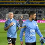 Jogadores do Flamengo em jogo do Uruguai