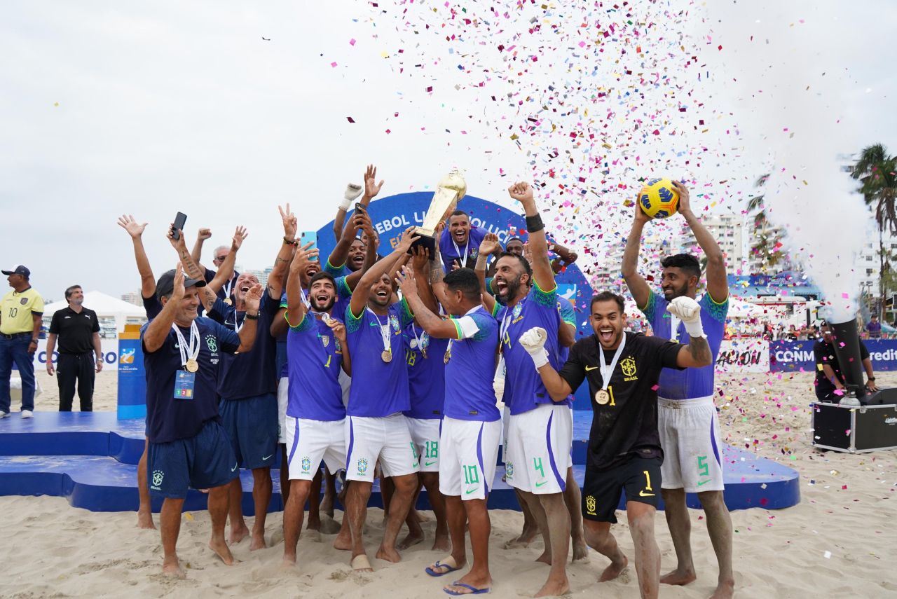 Brasil manteve hegemonia continental no futebol de areia (Foto: CONMEBOL/Divulgação)