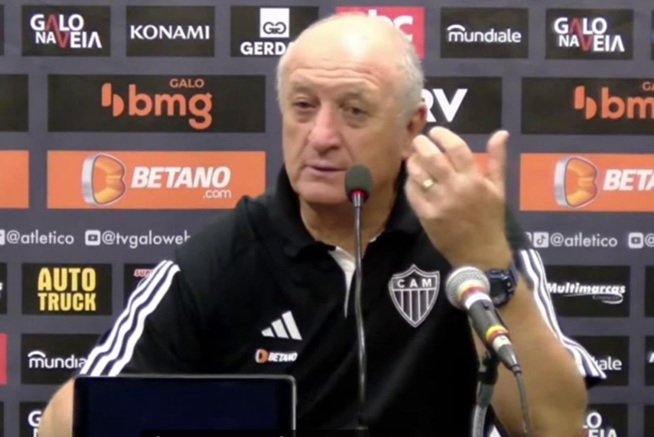 Felipão em coletiva após empate entre Atlético-MG e Corinthians (Foto: OneFootball/Reprodução)