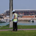 Trabalhadores no Catar enfrentam jornada exaustiva e más condições, segundo a Anistia Internacional (Foto: AFP)