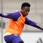Vini Jr. em treino do Real Madrid