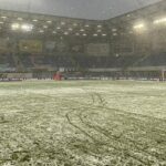 Nevasca tomou conta do gramado