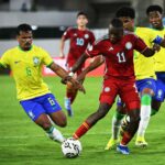 Lance do jogo entre Brasil e Venezuela no Pré-Olímpico