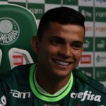 Atacante Bruno Rodrigues em apresentação no Palmeiras