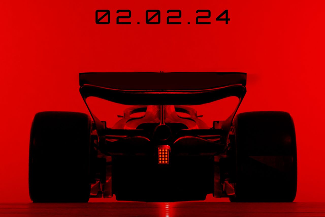 Arte de anúncio da data do lançamento do novo carro da Haas na Fórmula 1
