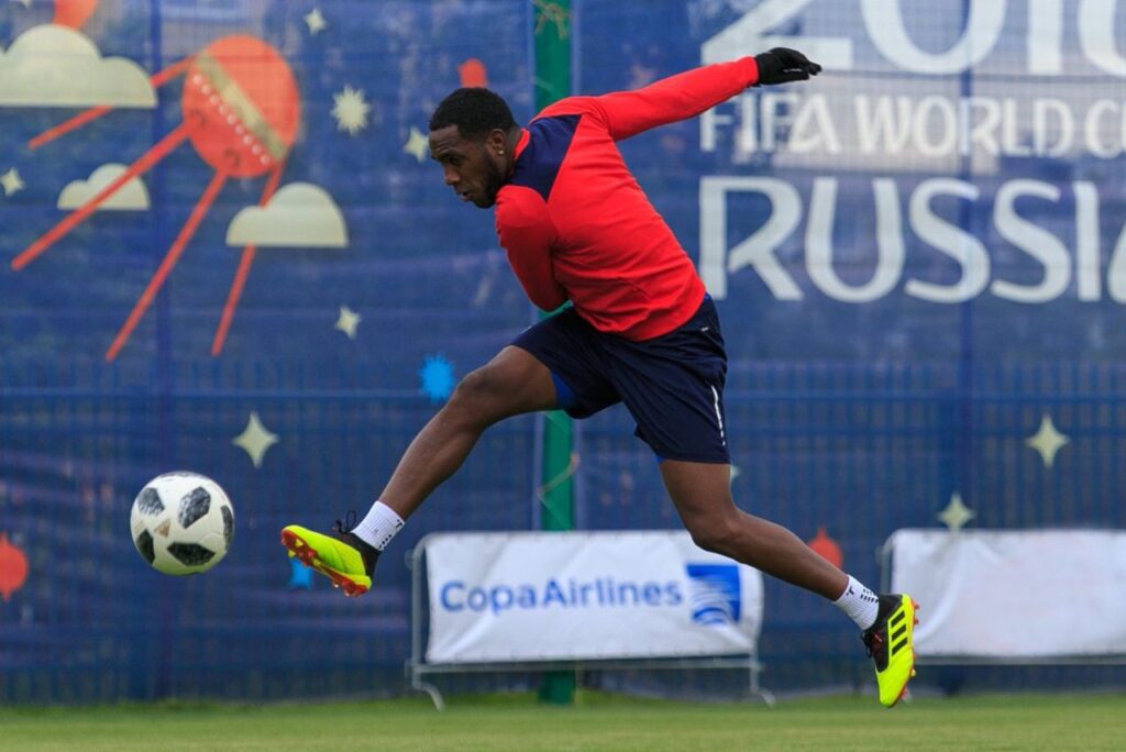 Atacante Luis Tejada em treino da Seleção do Panamá na Copa do Mundo de 2018