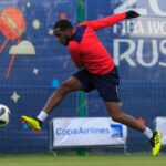 Atacante Luis Tejada em treino da Seleção do Panamá na Copa do Mundo de 2018