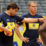 Treinadores Rubinho e Bernardinho em treino da Seleção Masculina de Vôlei
