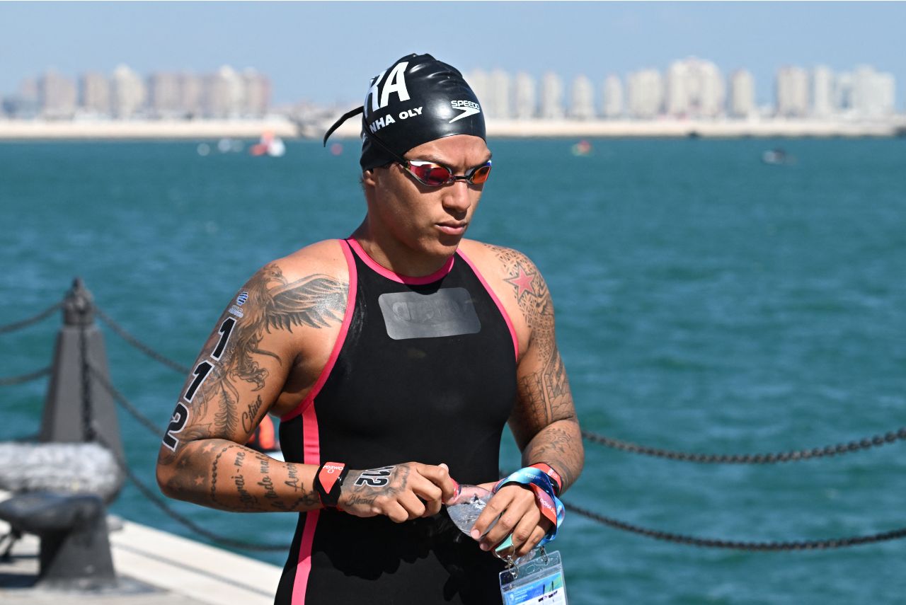 Ana Marcela Cunha antes da prova em Doha